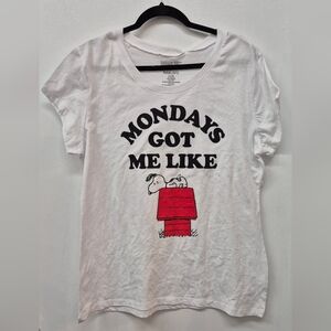 Peanuts White Red Mondays Got Me Like  T-Shirt - Snoopy Design XXXL New